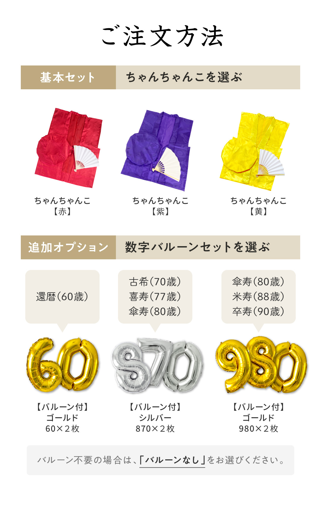 regalo ちゃんちゃんこ 長寿祝い セット 祝い年 数字バルーン 還暦祝い