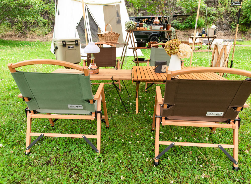 2脚セット】アウトドア チェア 折りたたみ 椅子 木製 キャンプ 