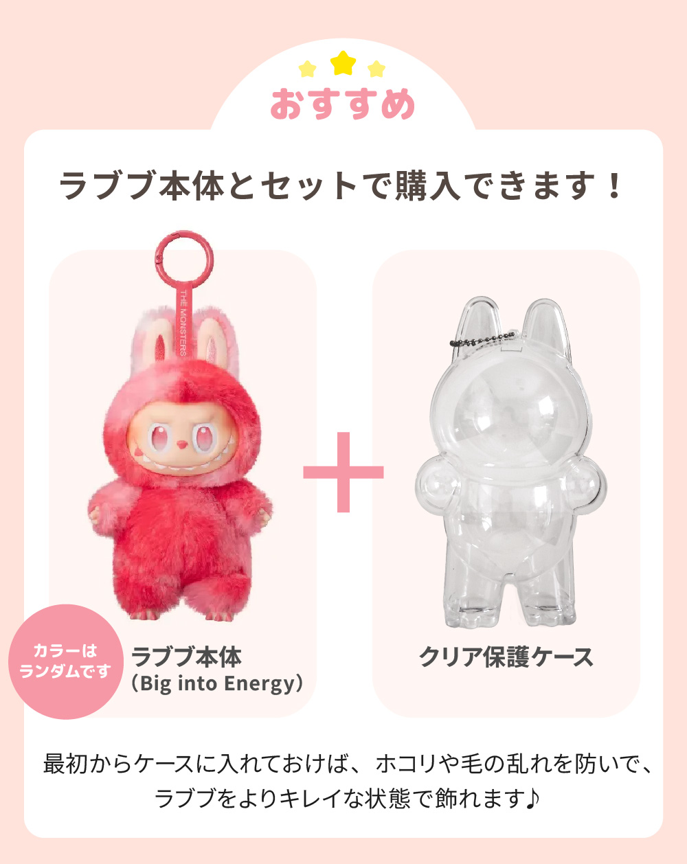 regalo ラブブ保護ケース ラブブ本体付き 収納ケース 透明 クリア