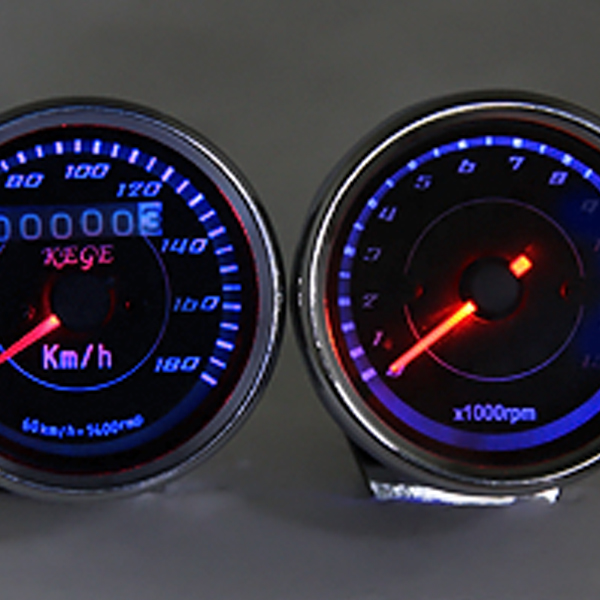 LEDスピードメーター ＆ タコメーター 2個 セット 機械式 180km 電気式