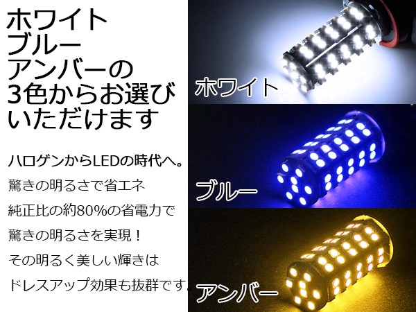スバル ステラ H18.6〜 RN1 2 H3 LEDバルブ フォグランプ 68連 白 青