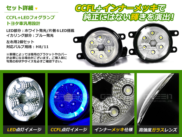 純正交換式 イカリング LED フォグランプ プリウス 後期 ZVW30 ブルー