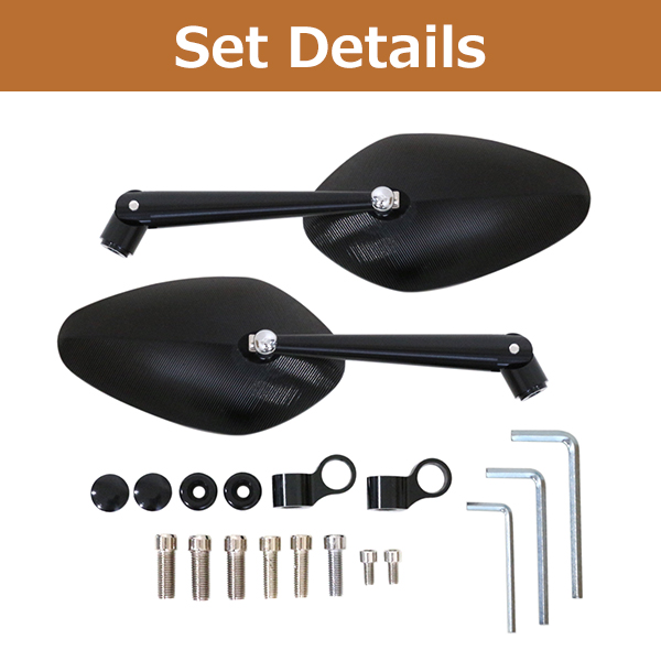 CNC アルミ削り出し イタリアン シェル ミラー セット ブラック ブルー