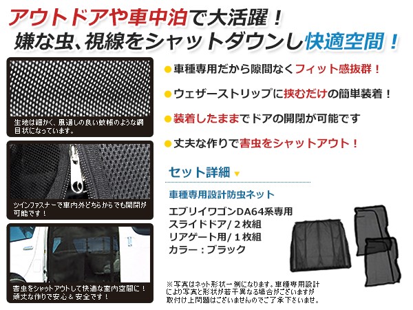 ユーアイエブリィ用スクリーンドアブラック( 車用網戸) 2枚セット