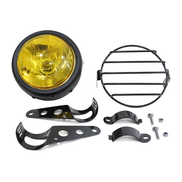 黒 160mm ヘッドライト ガラスレンズ 新品 汎用 CB400F CB250 CB400T