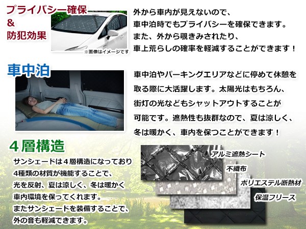 遮光サンシェード ホンダ フリード GB3/GB4専用 8枚セット 車中泊