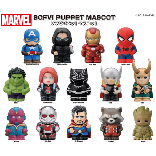 MARVEL ソフビマスコット フィギュアセット エンスカイ MARVEL マーベル ソフビパペットマスコット 指人形 1BOX=14