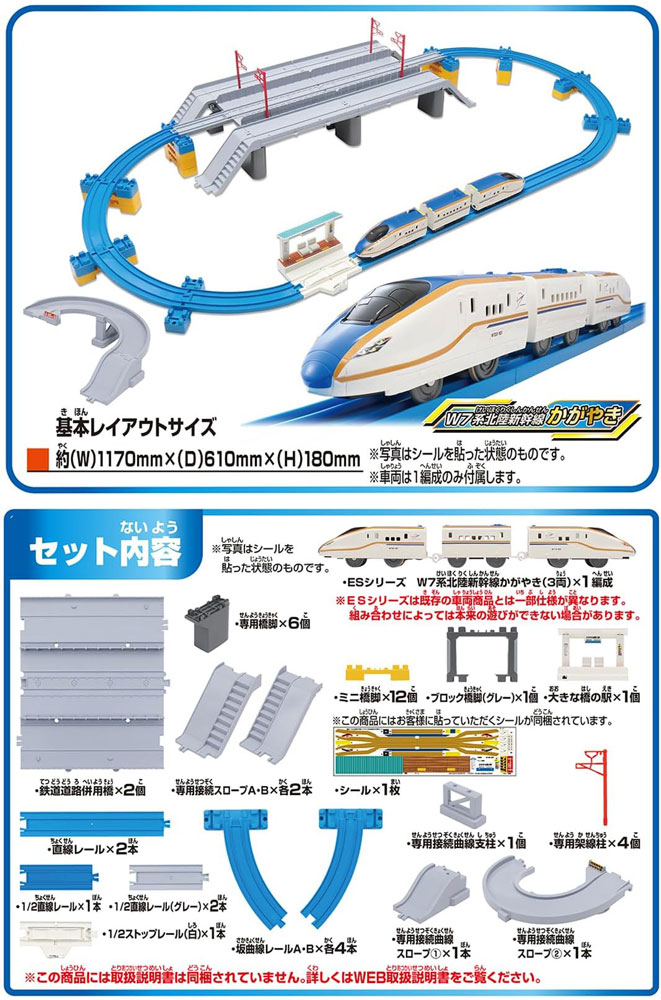 プラレール W7系北陸新幹線かがやき 鉄道道路併用橋セットの説明