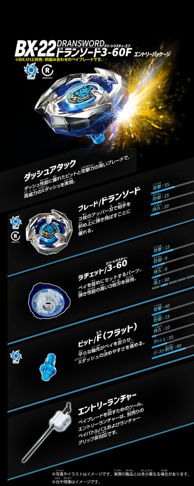 ベイブレードX BEYBLADE X BX-22 ドランソード3-60F エントリー