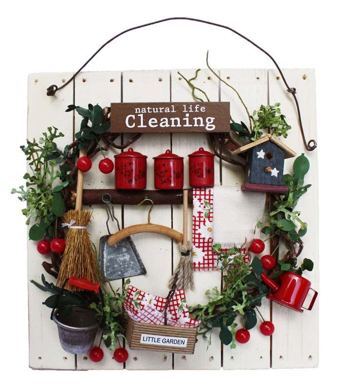 カントリー雑貨　カントリードール　クリスマス雑貨　プレート　リース　まとめ売り ビリーの手作りドールハウスキット 壁掛けリースプレートキット