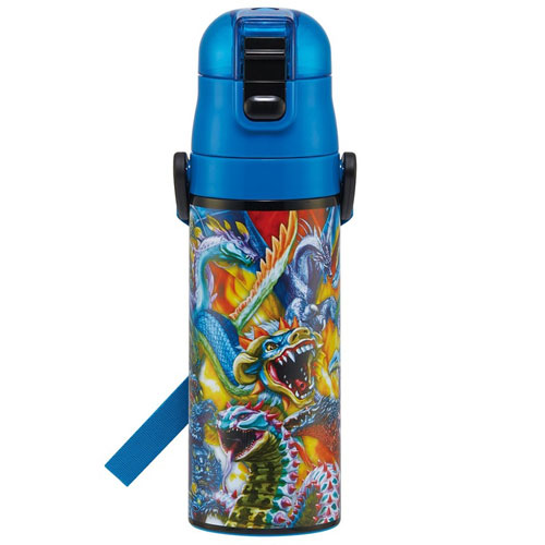 新品 最強王図鑑 ロック付ワンプッシュ ステンレスボトル 水筒 470ml 最強王図鑑 水筒 ロック付きワンプッシュダイレクトステンレスボトル