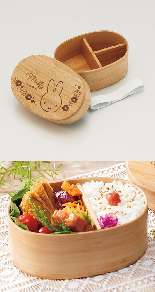 ミッフィー miffy 竹製ランチボックス 400ml お弁当箱 小判型 仕切り付