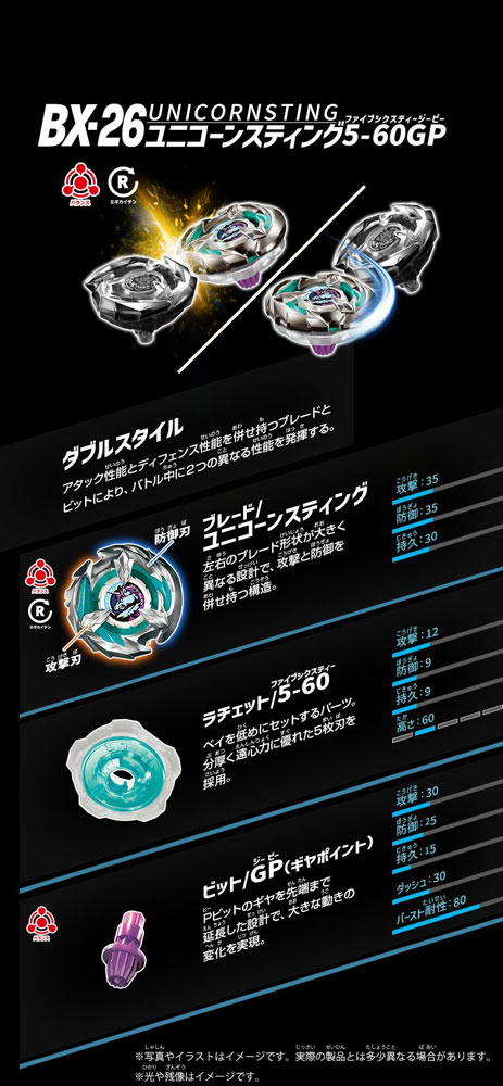 ベイブレードX BX-26 ユニコーンスティング5-60GP 10個 ベイブレードX BEYBLADE X BX-26 ユニコーンスティング 5-60GP