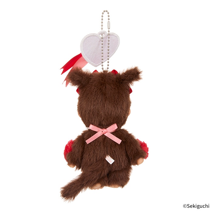 送料無料 ハッピーカラー モンチッチ キーチェーン 女の子 赤色・好き