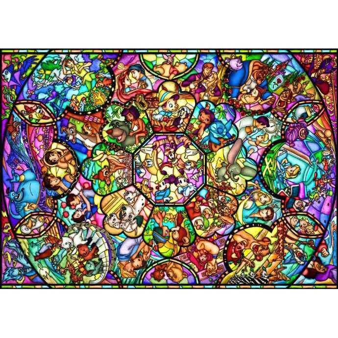 【完成品】ディズニー ジグソーパズル 2000ピース 額縁付き ジグソーパズル 2000ピース ディズニー オールスターステンドグラス D