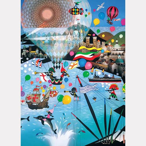 送料無料 ジグソーパズル 500ピース 藤城清治 ジェノバの海 500-286