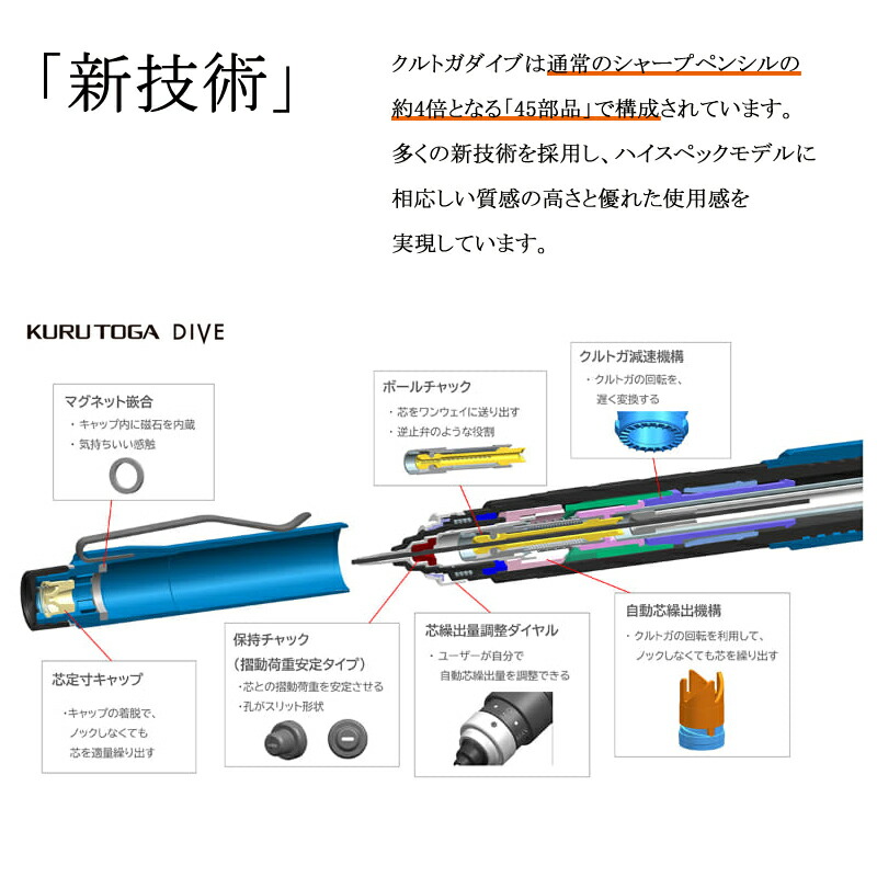 クルトガ 三菱鉛筆 クルトガダイブ シャープペンシル 「クルっと回って