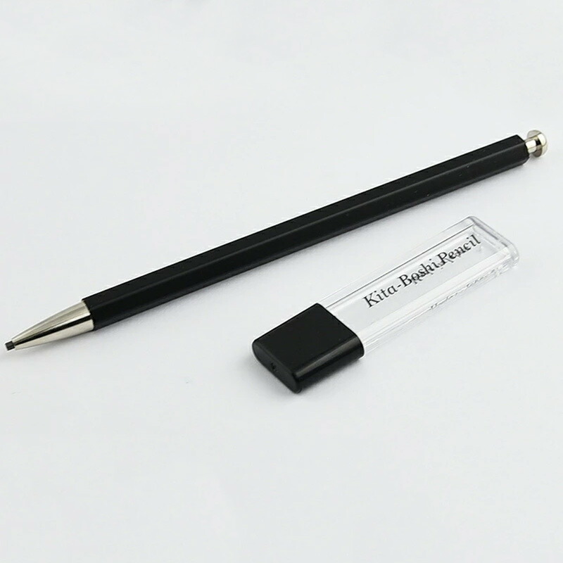北星鉛筆 KITA-BOSHI PENCIL シャープペン 大人の鉛筆 芯削りセット ク大人の鉛筆 リップ付き ブラック/ブルー/レッド 木地  2mm 全5色｜youstyle-pen｜02