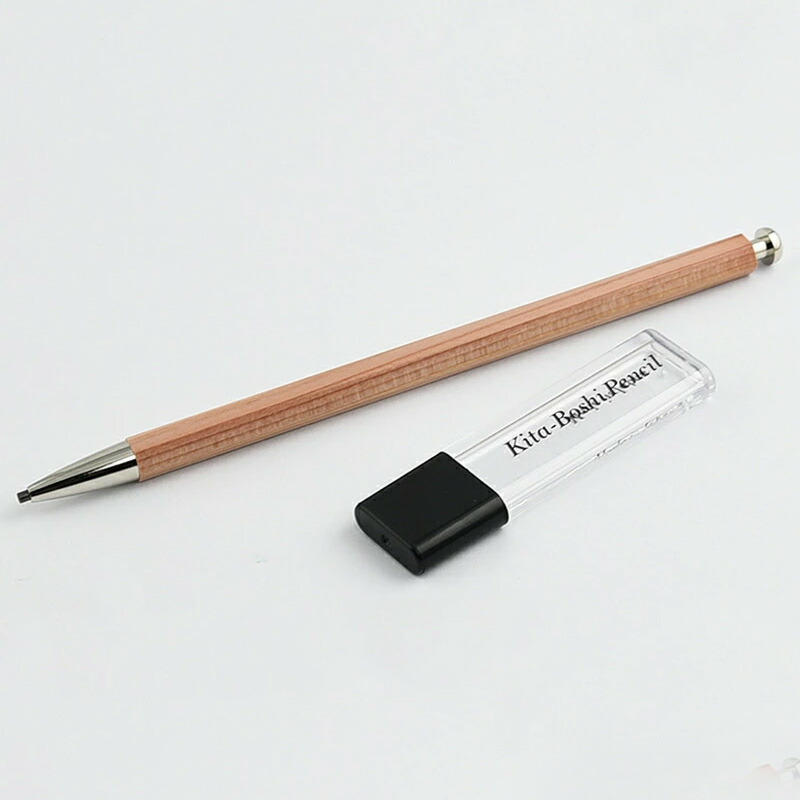 北星鉛筆 KITA-BOSHI PENCIL シャープペン 大人の鉛筆 芯削りセット ク大人の鉛筆 リップ付き ブラック/ブルー/レッド 木地  2mm 全5色｜youstyle-pen｜05