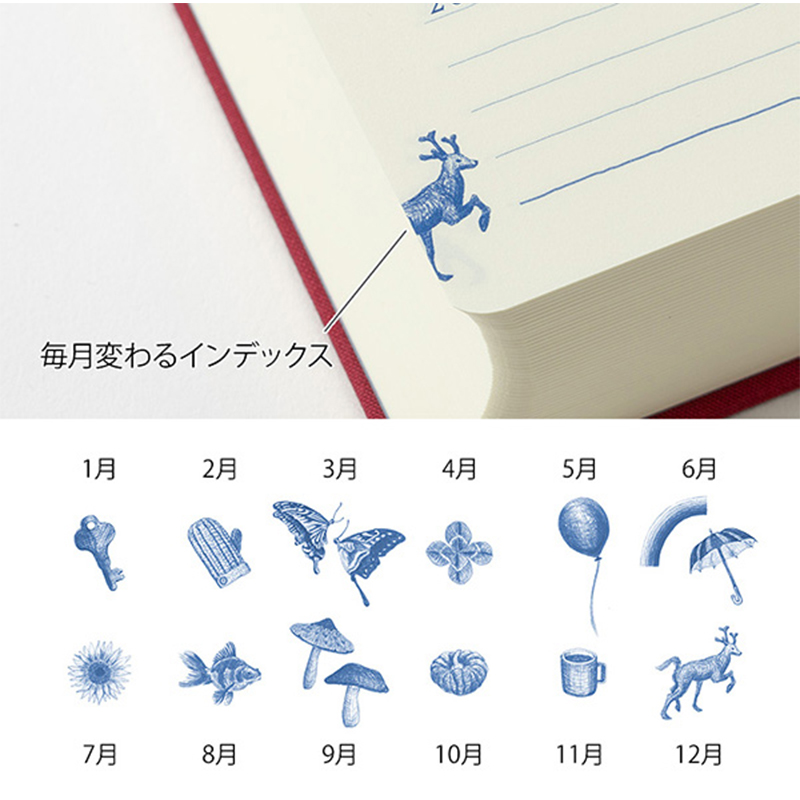 ミドリ MIDORI 日記 日記帳 10年連用 扉 紺 12397006 / えんじ（赤