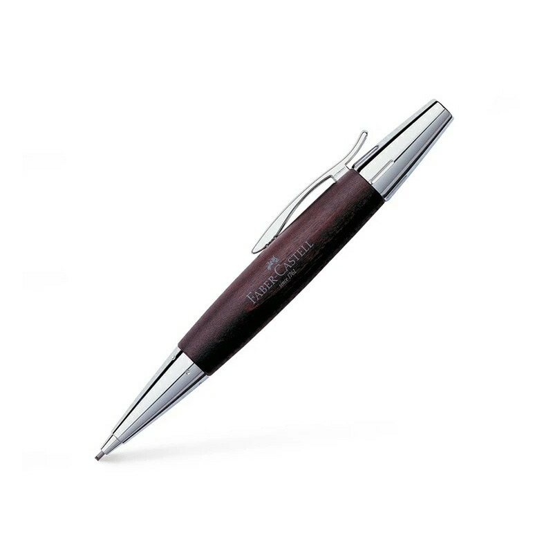 名入れ シャープペン 木軸 天然木製 ファーバーカステル Faber-Castell デザインシリーズ E-MOTION エモーション ペンシル ウッド＆クローム 全3色｜youstyle-pen｜02