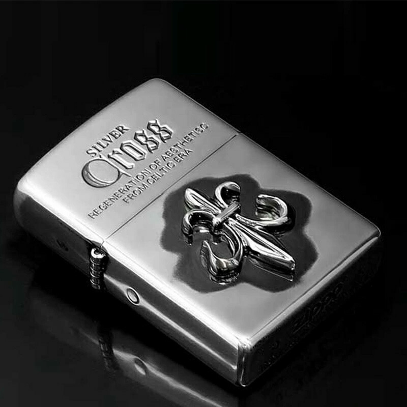 シルバー CROSS クロス 全面加工 Zippo 特注モデル ZIPPO ジッポー ライター クロスメタル 純銀メタル貼り