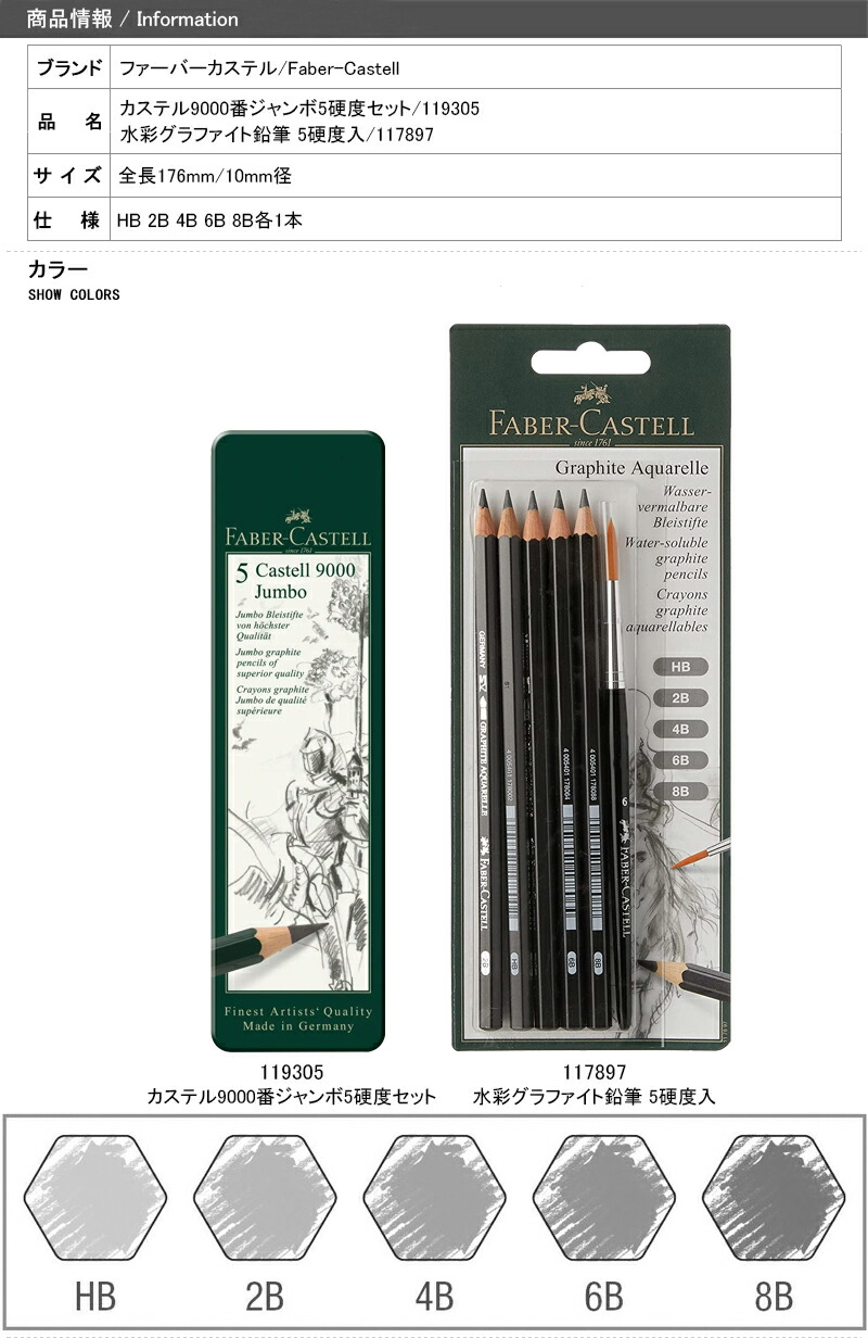 ファーバーカステル Faber-Castell 鉛筆 カステル9000番ジャンボ5硬度 