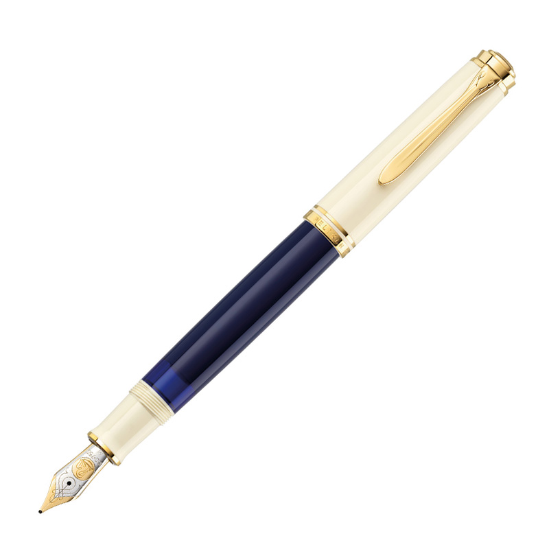 名入れ 万年筆 ペリカン PELIKAN スーベレーン M800クリームブルー 18K EF 極細字/F 細字/中字 M ギフト プレゼント お祝い  記念品 筆記具 文房具