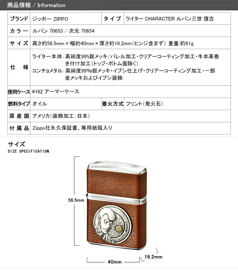 ZIPPO（ジッポー） ライター CHARACTER ルパン三世 ヴィンテージ