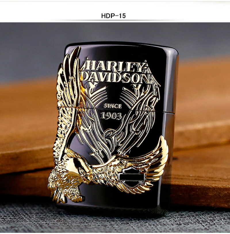 ジッポー ZIPPO ライター ハーレーダビッドソン HARLEY-DAVIDSON 日本限定モデル イーグルメタル ブラックベース＆ゴールドメタル  HDP-14 / HDP-15