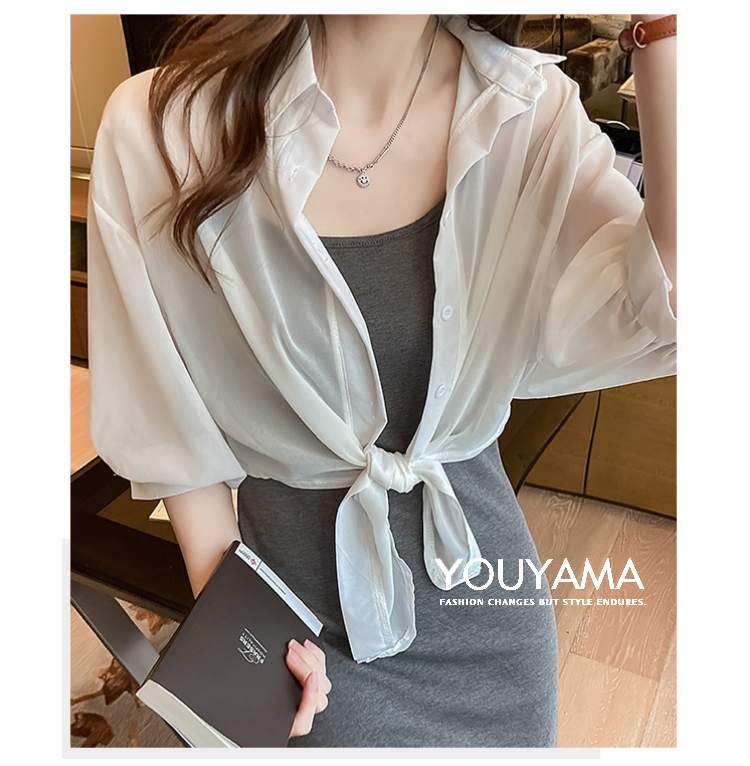 UVカット カーディガン レディース 春 夏 薄手 シャツ シフォン