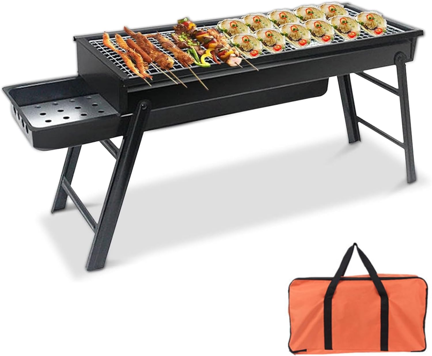 バーベキューコンロ 折りたたみ bbqコンロ バーベキューグリル 卓上 小型 持ち運び アウトドア キャンプ用品 BBQ コンロ グリル 1-4人用 コンパクト 焚き火台 灰｜yoyo68-stroe｜02