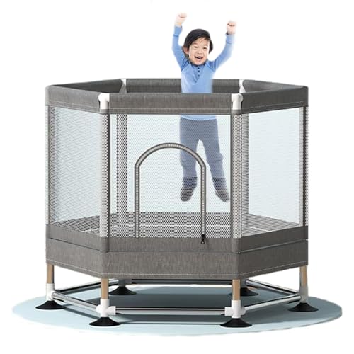 グレー トランポリン 子供用 安全ネット付 スプリング式 静音 家庭用 室内 トランポリン 子供 室内 子供用トランポリン 家庭用 大型 安全ネット