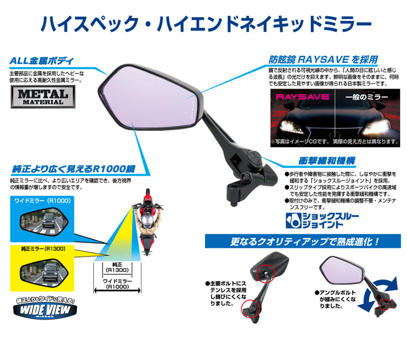 NAPOLEON バイクミラー 左右セット TANAX ハンドルマウント