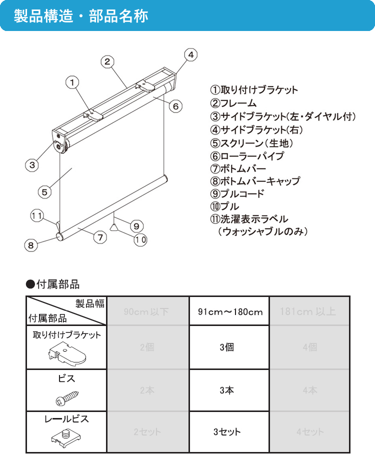 ティオリオ ロールスクリーン 無地ウォッシャブル 170×180cm TR-5126