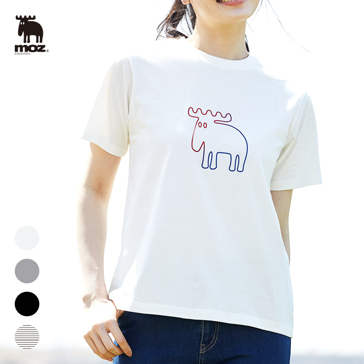 moz sweden センターエルク レギュラーシルエット Tシャツ モズ 北欧