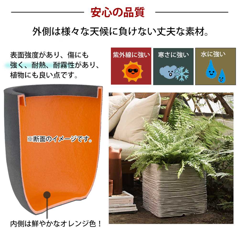 軽量 プランター 40cm角 正方形 スクエア型 四角 植木鉢カバー