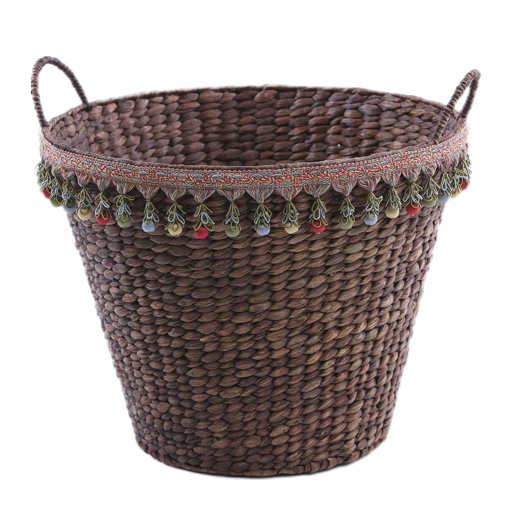 天然素材 ブラウン東南アジアかご A+ (アクセントプラス) ラウンドバスケット ヒヤシンス かご カゴ 籠