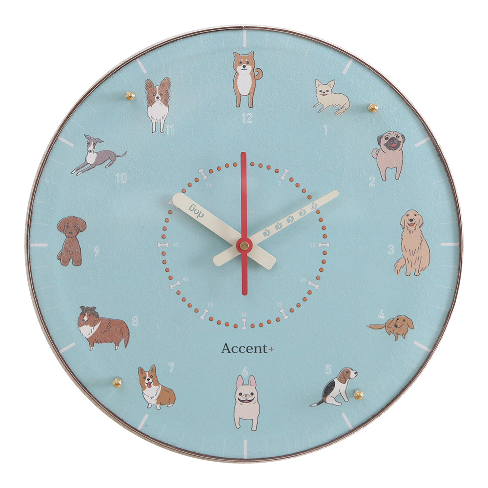 掛時計 だいすきわんちゃん 犬 知育時計 時計 掛け時計 壁掛け時計 壁掛時計 秒針あり 静か 日本製 おしゃれ 直径30cm スイープ秒針｜ys-prism｜02