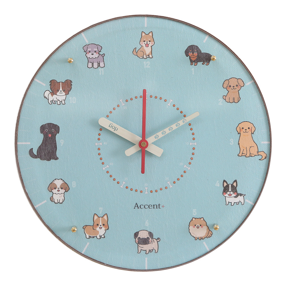 掛時計 だいすきわんちゃん 犬 知育時計 時計 掛け時計 壁掛け時計 壁掛時計 秒針あり 静か 日本製 おしゃれ 直径30cm スイープ秒針｜ys-prism｜03
