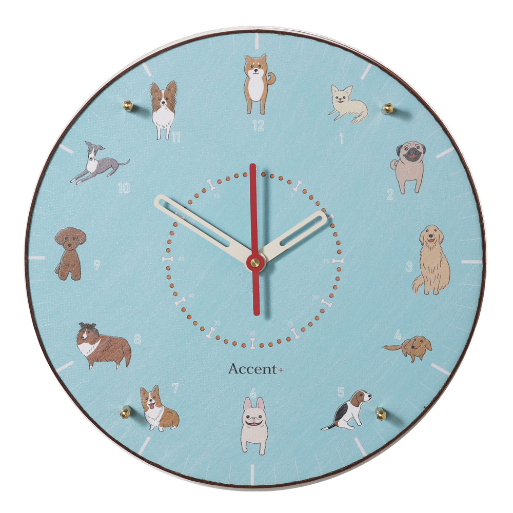 A+ (アクセントプラス) だいすきわんちゃん 掛け時計 (クオーツ) 30cm