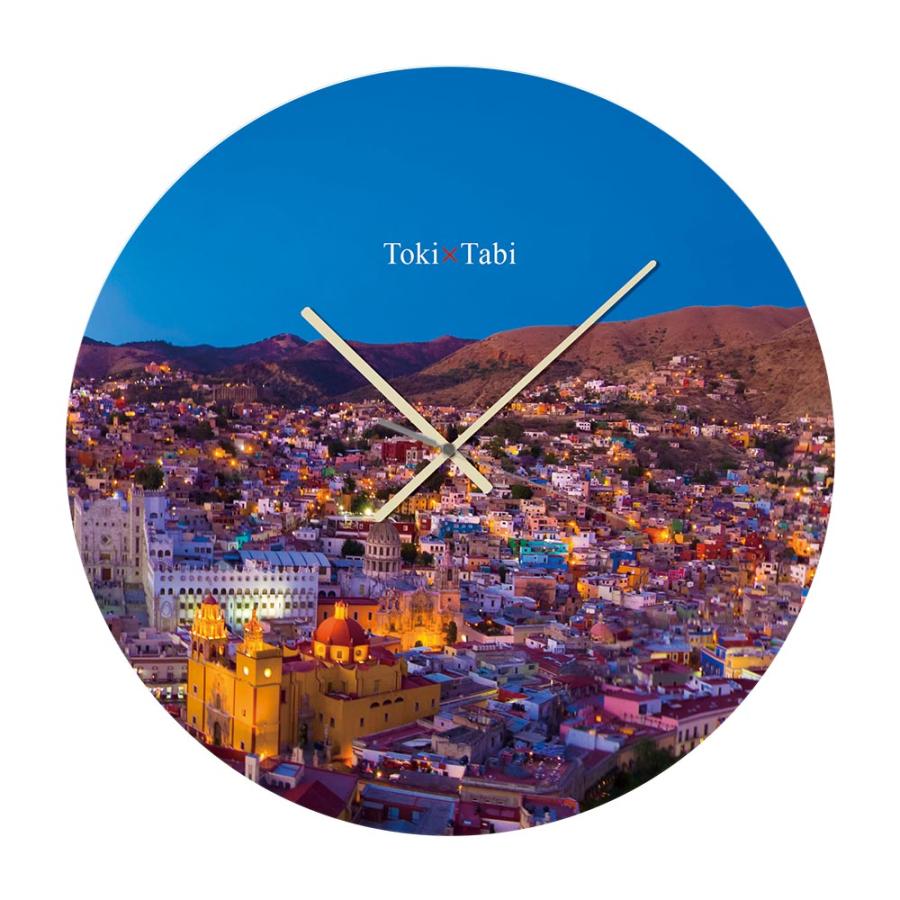 Toki Tabi  グアナファトの街並み 60cm 大型時計 大きい 時計 壁掛け時計 日本製 絶景 風景 丸い 静か 夕暮れ メキシコ ピピラの丘 コロニアル建築 カラフル｜ys-prism｜02