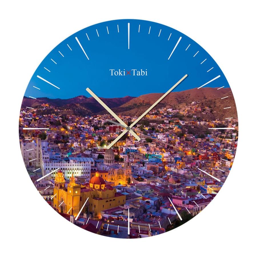 Toki Tabi  グアナファトの街並み 60cm 大型時計 大きい 時計 壁掛け時計 日本製 絶景 風景 丸い 静か 夕暮れ メキシコ ピピラの丘 コロニアル建築 カラフル｜ys-prism｜03