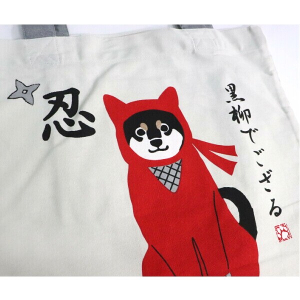ポインセチア　記念紙幣柴犬　バックに入った猫　トートバッグ　小物入れ アソート刺繍トートバッグ | AND ON JIONE STORE（アンドオン
