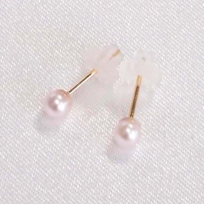 18K パール ピアス （あこや真珠 3.5mm） ベビーパール K18 18金