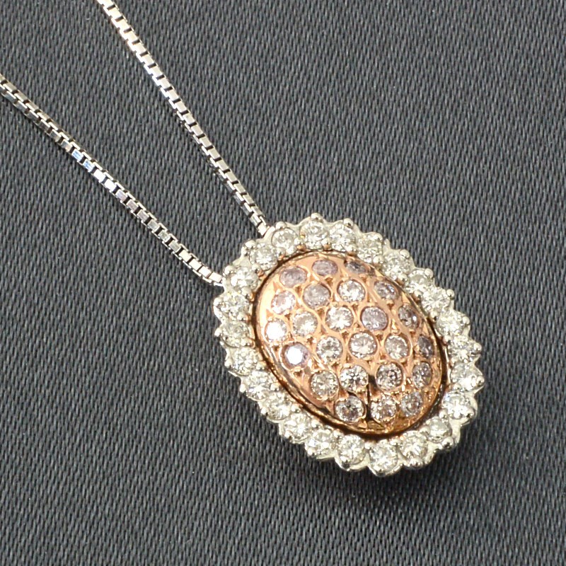 K18WG/PG ピンクダイヤ入ネックレス（0.6ct）希少 ピンクダイヤモンド