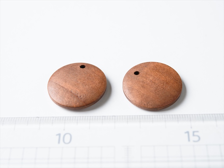 ウッドパーツ ラウンドチャーム 2.5cm 茶 2ヶ 木製パーツ 25mm 