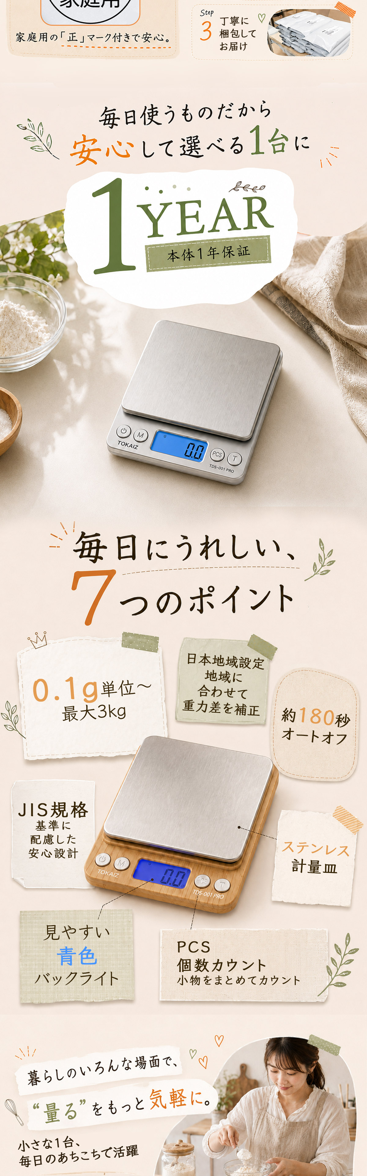 LCDバックライトとタッチ操作