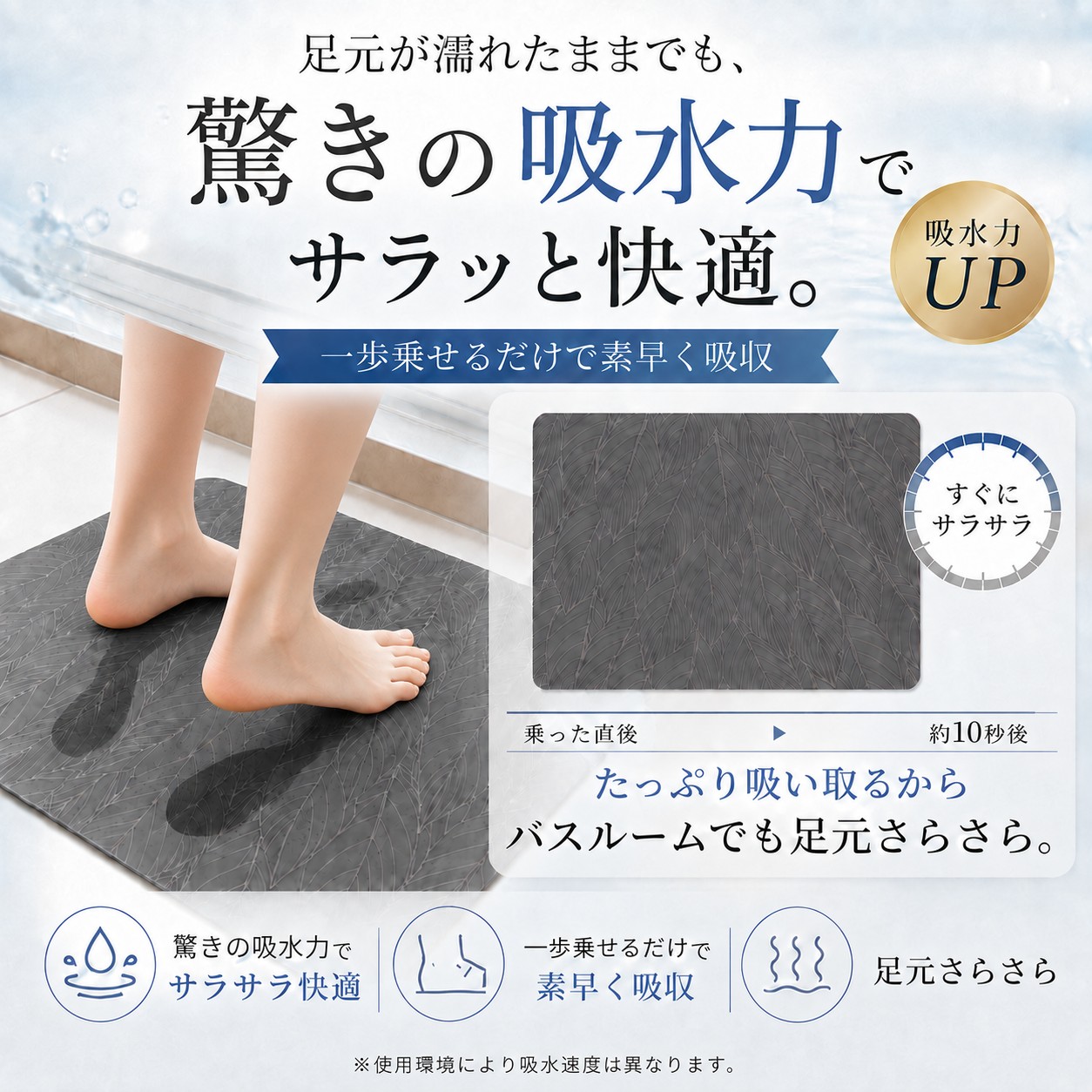 吸水速乾のTOKAIZソフト珪藻土バスマット
