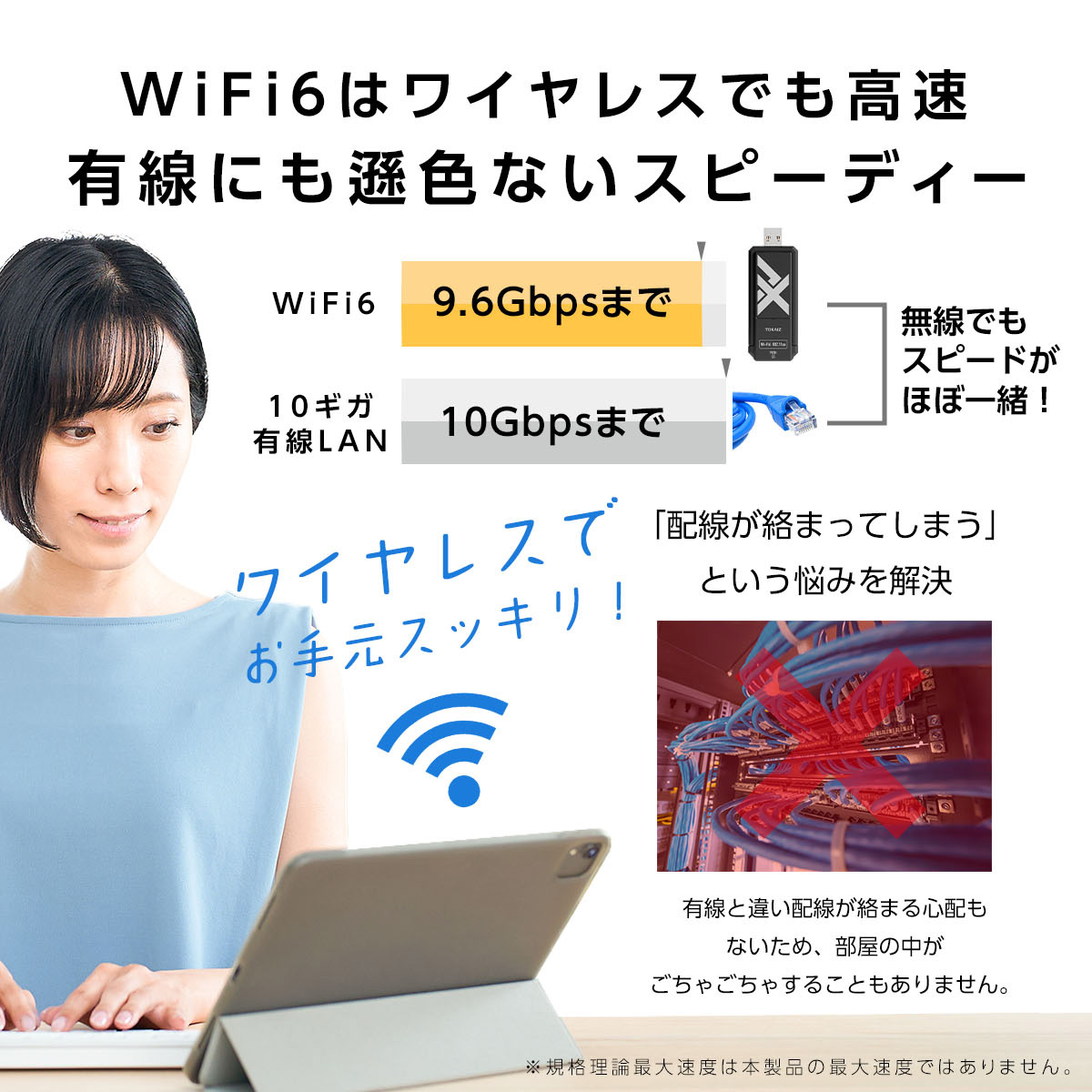 無線lan 子機 wifi6 usb3.0 5ghz wifi 11ac 無線LANアダプター アダプター Wi-Fi6 ルーター対応  Windows10/11 ノートパソコン PC デスクトップ 対応 TOKAIZ